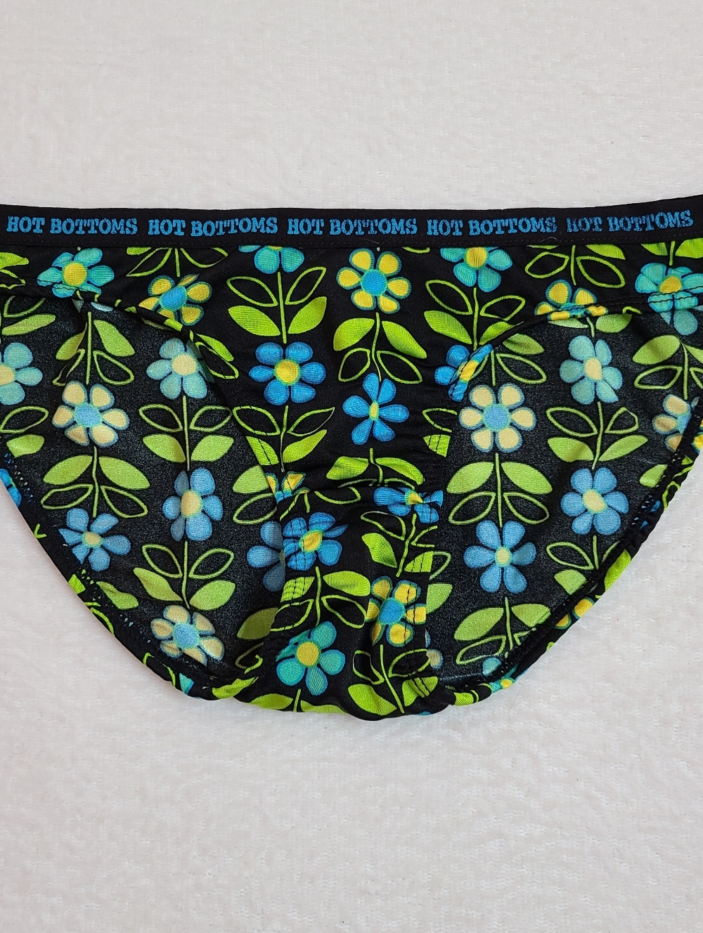 Y2K Vintage Hot Bottoms Silky Satin Floral Logo Waist XLR Bikini Panty Size Sm
